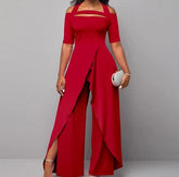 Women's Jumpsuit Print Floral Off Shoulder Elegant Holiday Going out Wide Leg Regular Fit Short Sleeve Pink Blue Green S M L Summer